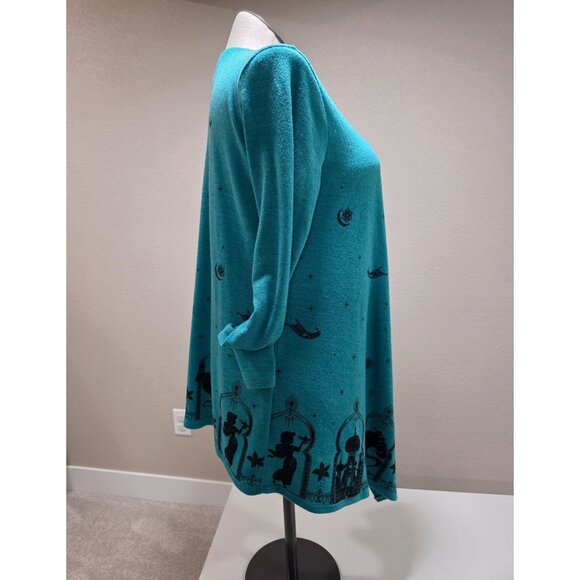 Disney Womens Teal Jasmine Cardigan Sweater Medium Polyester/Spandex - Picture 10 of 12